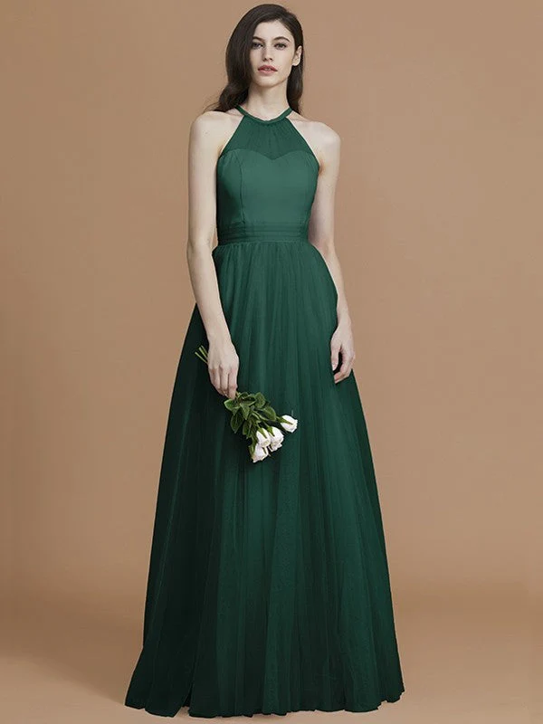 Charming Halter Sleeveless Ruffles Tulle Bridesmaid Dresses - Image 15
