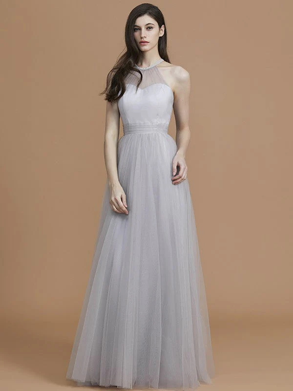 Charming Halter Sleeveless Ruffles Tulle Bridesmaid Dresses - Image 2