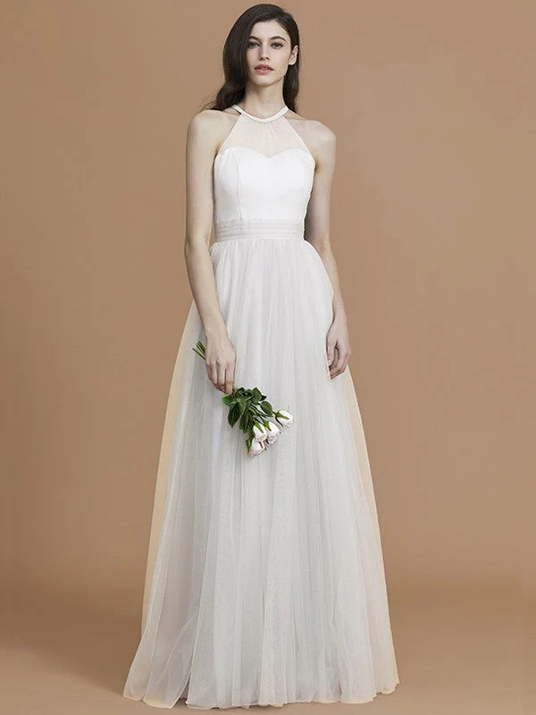 Charming Halter Sleeveless Ruffles Tulle Bridesmaid Dresses - Image 22