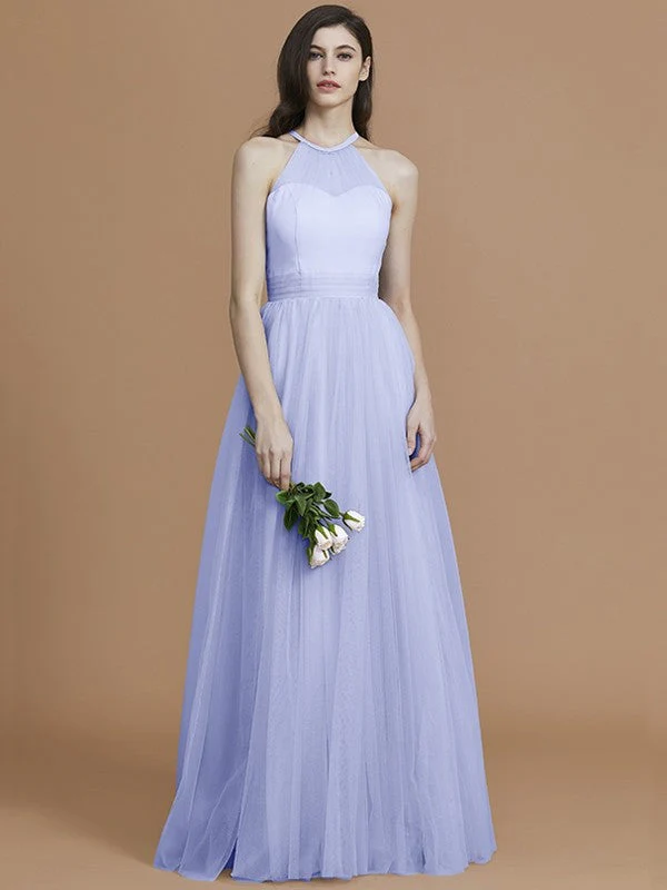 Charming Halter Sleeveless Ruffles Tulle Bridesmaid Dresses - Image 23