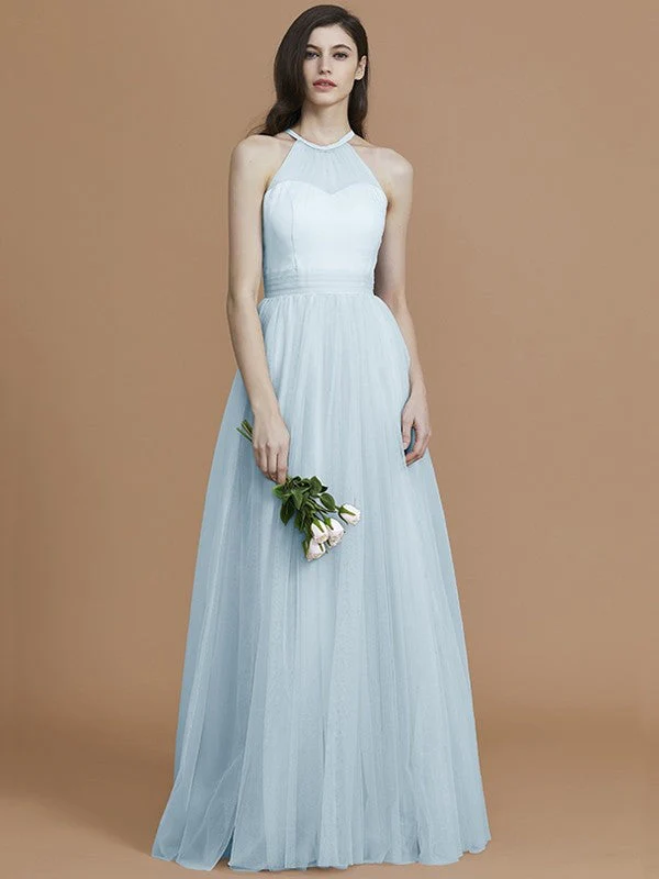 Charming Halter Sleeveless Ruffles Tulle Bridesmaid Dresses - Image 24