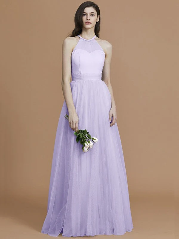 Charming Halter Sleeveless Ruffles Tulle Bridesmaid Dresses - Image 25