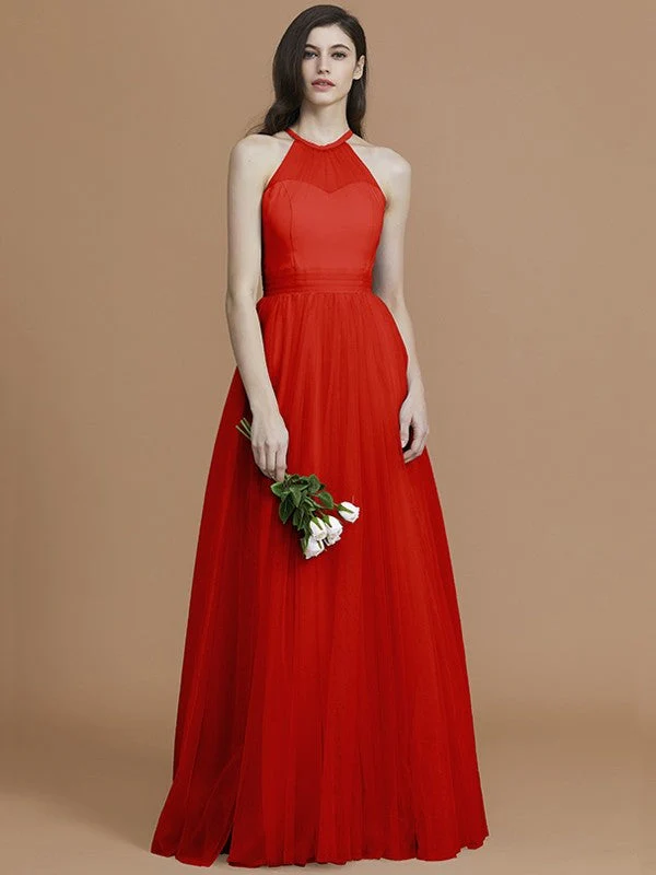 Charming Halter Sleeveless Ruffles Tulle Bridesmaid Dresses - Image 29