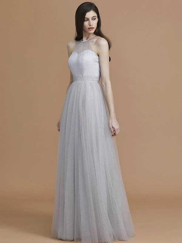 Charming Halter Sleeveless Ruffles Tulle Bridesmaid Dresses - Image 3
