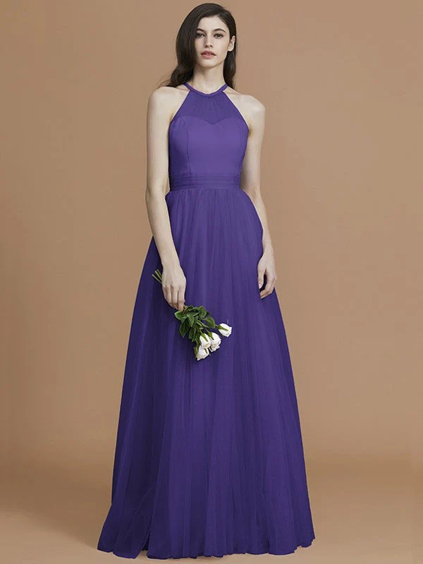 Charming Halter Sleeveless Ruffles Tulle Bridesmaid Dresses - Image 30