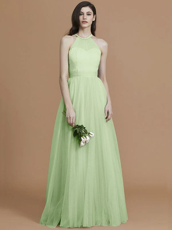 Charming Halter Sleeveless Ruffles Tulle Bridesmaid Dresses - Image 32