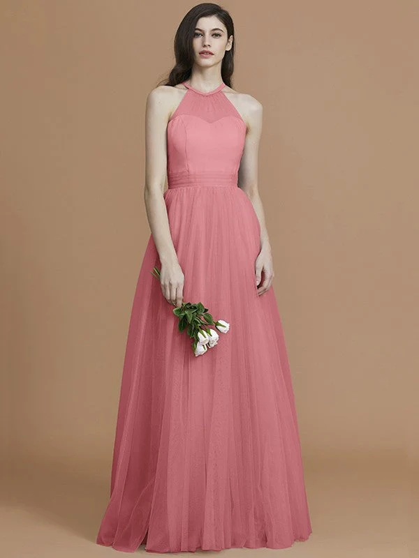 Charming Halter Sleeveless Ruffles Tulle Bridesmaid Dresses - Image 34