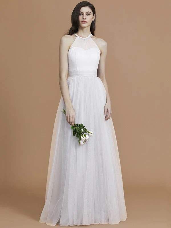 Charming Halter Sleeveless Ruffles Tulle Bridesmaid Dresses - Image 35
