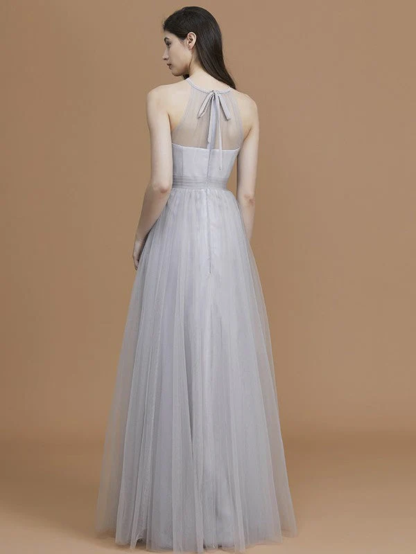 Charming Halter Sleeveless Ruffles Tulle Bridesmaid Dresses - Image 36