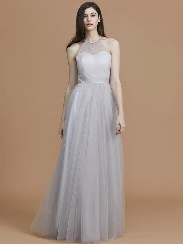 Charming Halter Sleeveless Ruffles Tulle Bridesmaid Dresses - Image 4