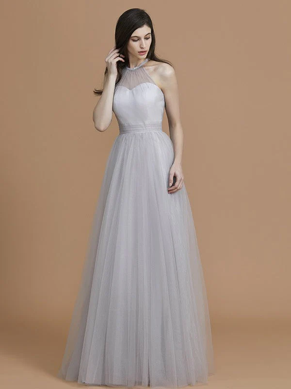 Charming Halter Sleeveless Ruffles Tulle Bridesmaid Dresses - Image 5