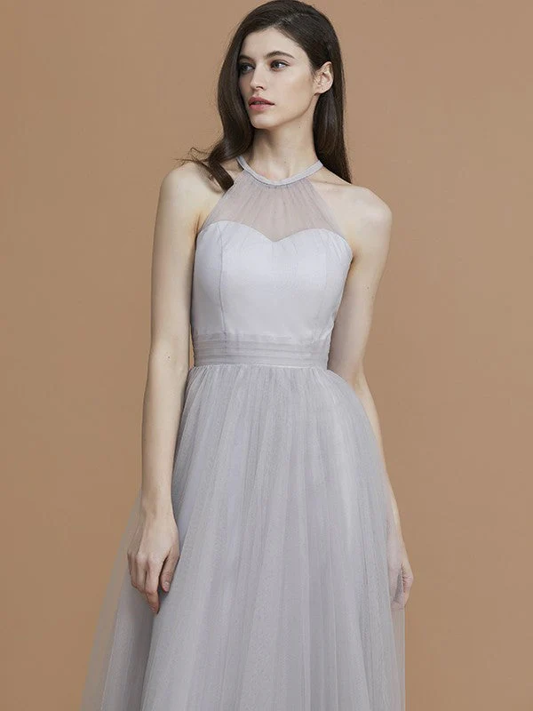 Charming Halter Sleeveless Ruffles Tulle Bridesmaid Dresses - Image 6