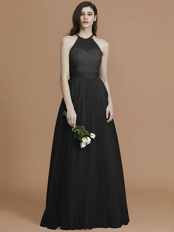 Charming Halter Sleeveless Ruffles Tulle Bridesmaid Dresses - Image 8