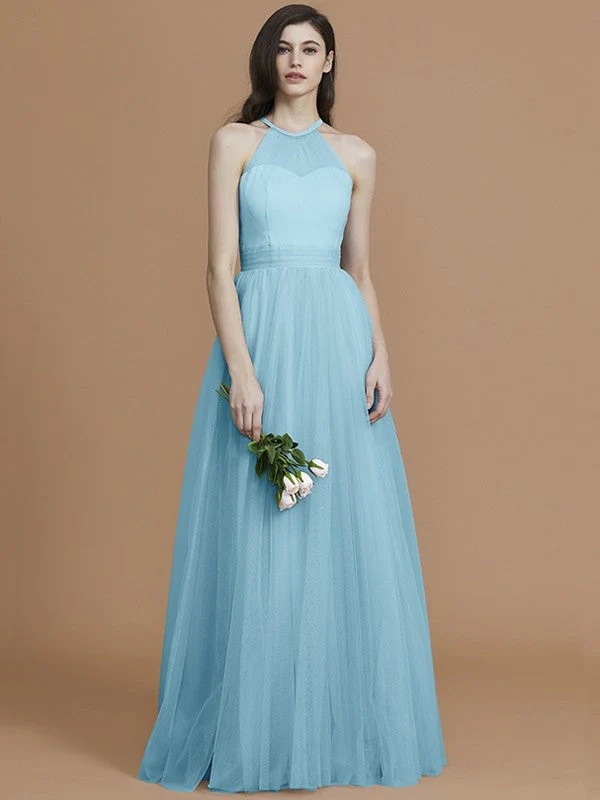 Charming Halter Sleeveless Ruffles Tulle Bridesmaid Dresses - Image 9