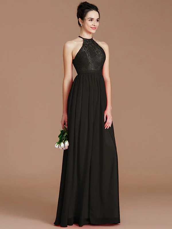 Charming Halter Sleeveless Lace Chiffon Bridesmaid Dresses - Image 7