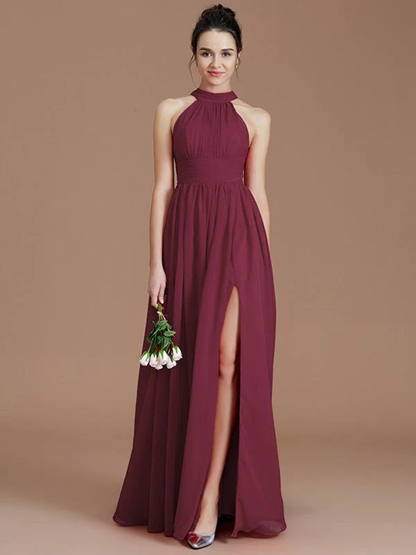 Charming Halter Sleeveless Ruched Chiffon Bridesmaid Dresses - Image 10