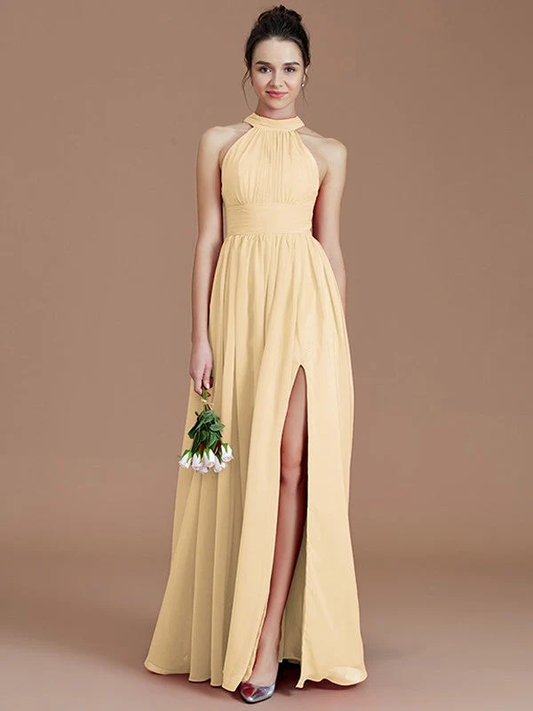 Charming Halter Sleeveless Ruched Chiffon Bridesmaid Dresses - Image 11