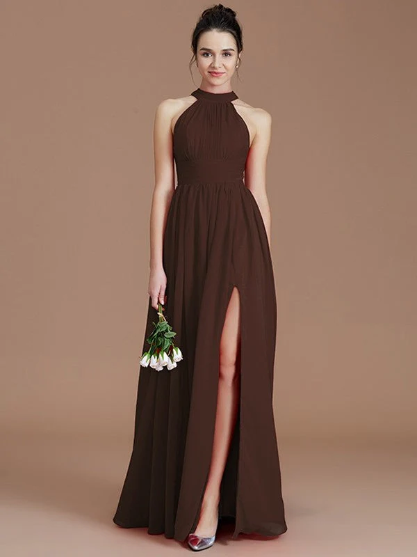 Charming Halter Sleeveless Ruched Chiffon Bridesmaid Dresses - Image 12