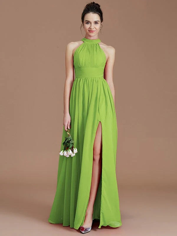 Charming Halter Sleeveless Ruched Chiffon Bridesmaid Dresses - Image 17