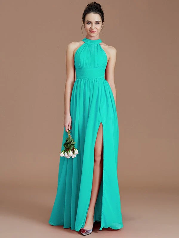 Charming Halter Sleeveless Ruched Chiffon Bridesmaid Dresses - Image 18