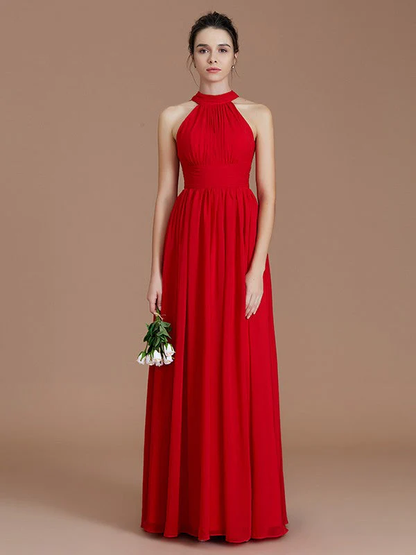 Charming Halter Sleeveless Ruched Chiffon Bridesmaid Dresses - Image 2