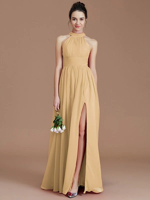 Charming Halter Sleeveless Ruched Chiffon Bridesmaid Dresses - Image 20