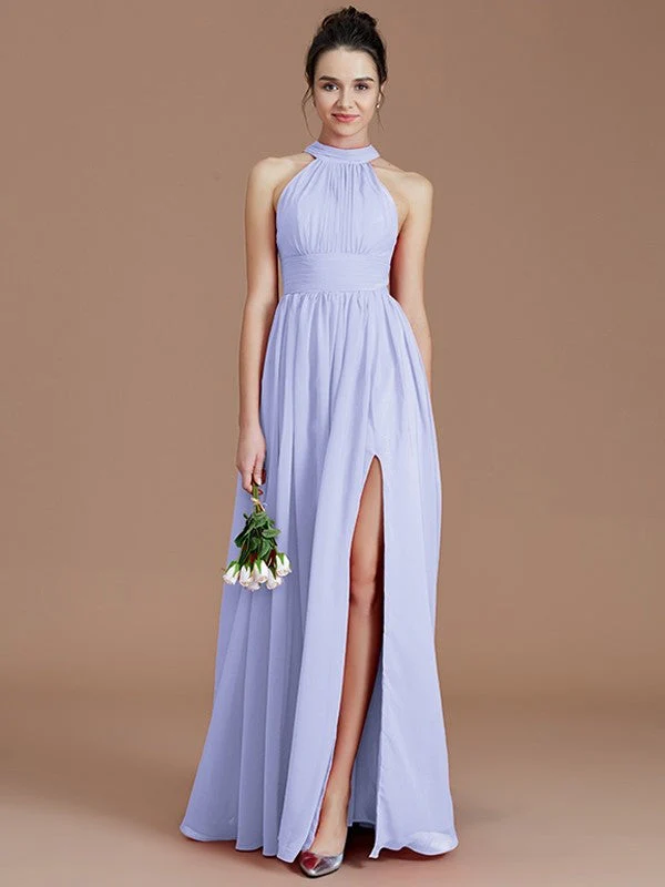 Charming Halter Sleeveless Ruched Chiffon Bridesmaid Dresses - Image 22