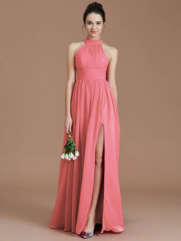 Charming Halter Sleeveless Ruched Chiffon Bridesmaid Dresses - Image 33