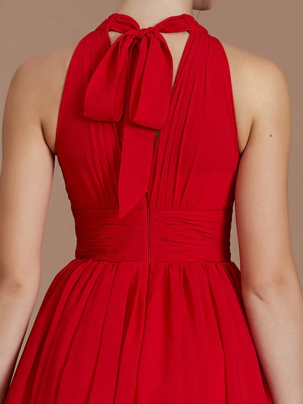 Charming Halter Sleeveless Ruched Chiffon Bridesmaid Dresses - Image 4