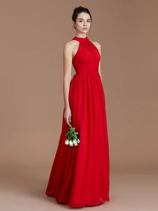 Charming Halter Sleeveless Ruched Chiffon Bridesmaid Dresses - Image 6