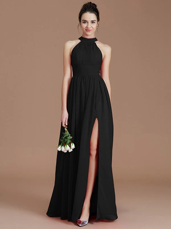 Charming Halter Sleeveless Ruched Chiffon Bridesmaid Dresses - Image 7