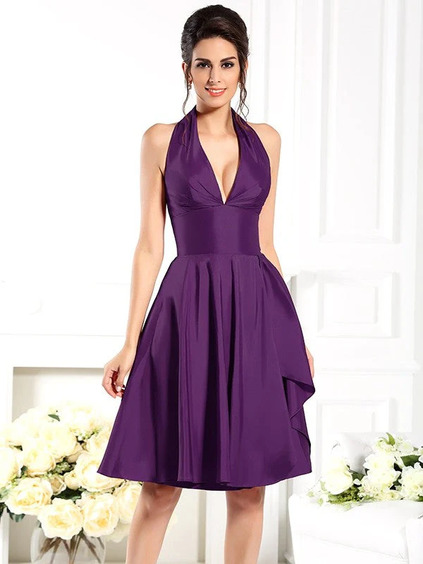 Charming Halter Sleeveless Short Taffeta Bridesmaid Dresses - Image 13