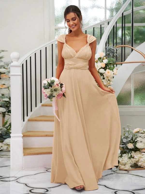 Classic Ruched V-Neck Jersey Sleeveless Bridesmaid Dresses - Image 11