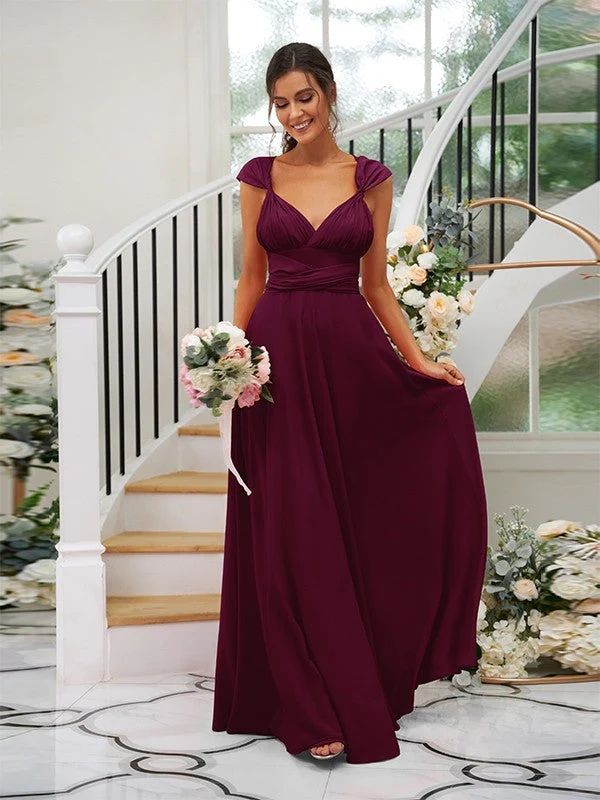 Classic Ruched V-Neck Jersey Sleeveless Bridesmaid Dresses - Image 29