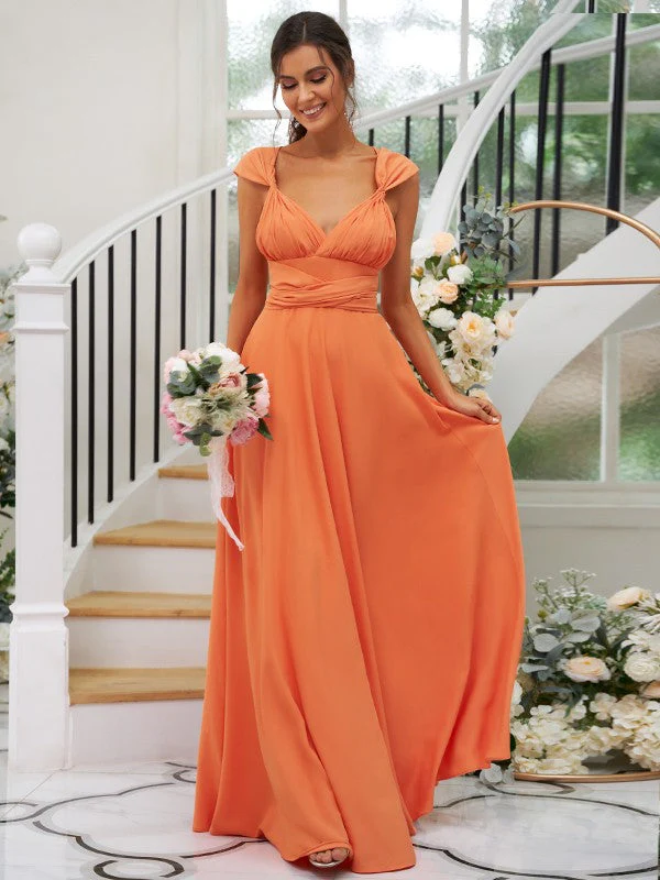 Classic Ruched V-Neck Jersey Sleeveless Bridesmaid Dresses - Image 3