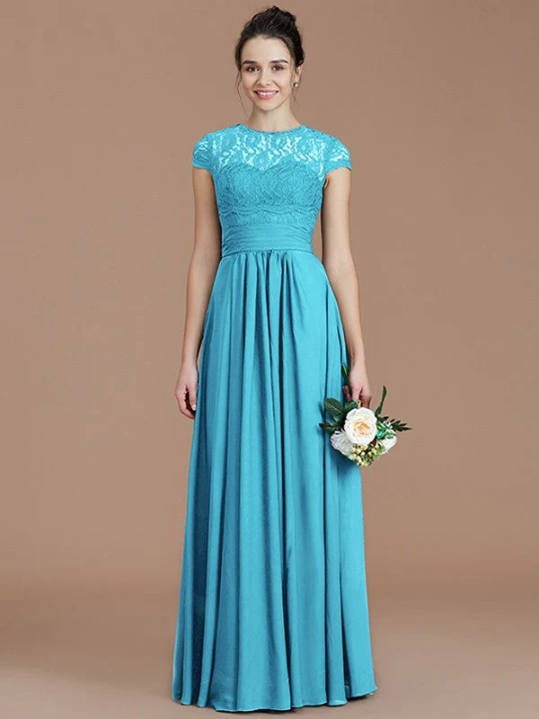 Charming Jewel Short Sleeves Lace Chiffon Bridesmaid Dresses - Image 10