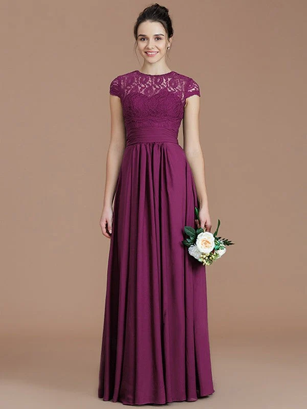 Charming Jewel Short Sleeves Lace Chiffon Bridesmaid Dresses - Image 11