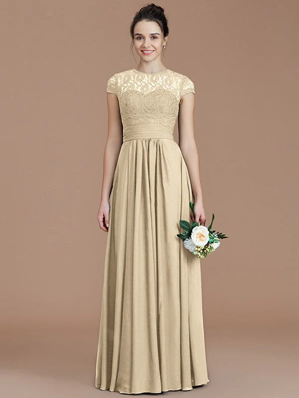 Charming Jewel Short Sleeves Lace Chiffon Bridesmaid Dresses - Image 12