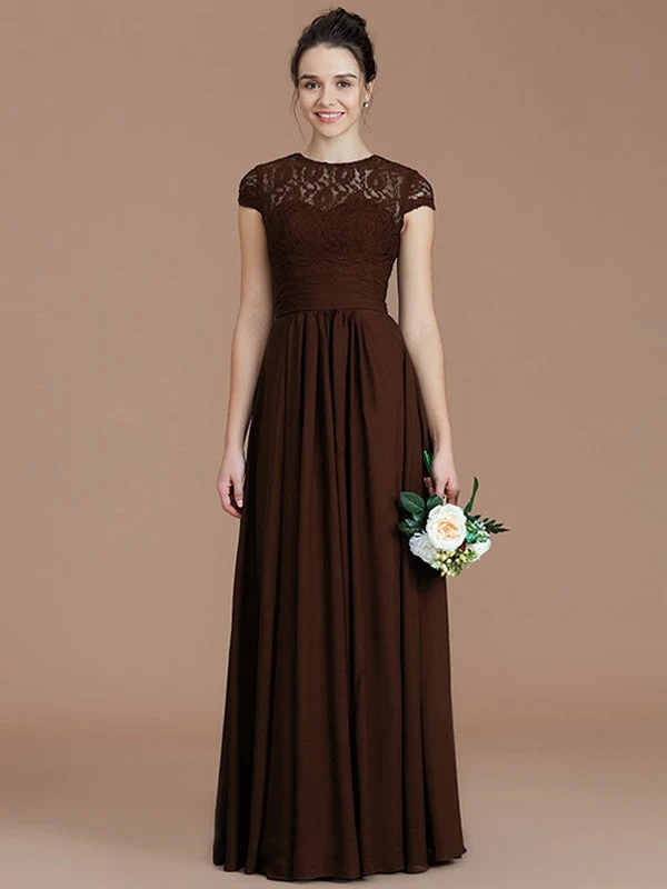 Charming Jewel Short Sleeves Lace Chiffon Bridesmaid Dresses - Image 13