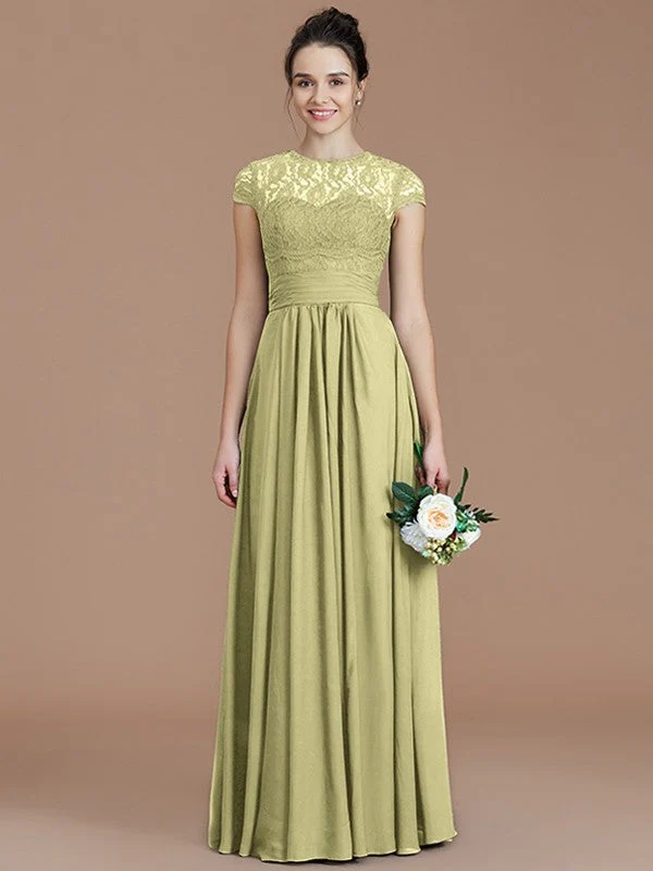 Charming Jewel Short Sleeves Lace Chiffon Bridesmaid Dresses - Image 14