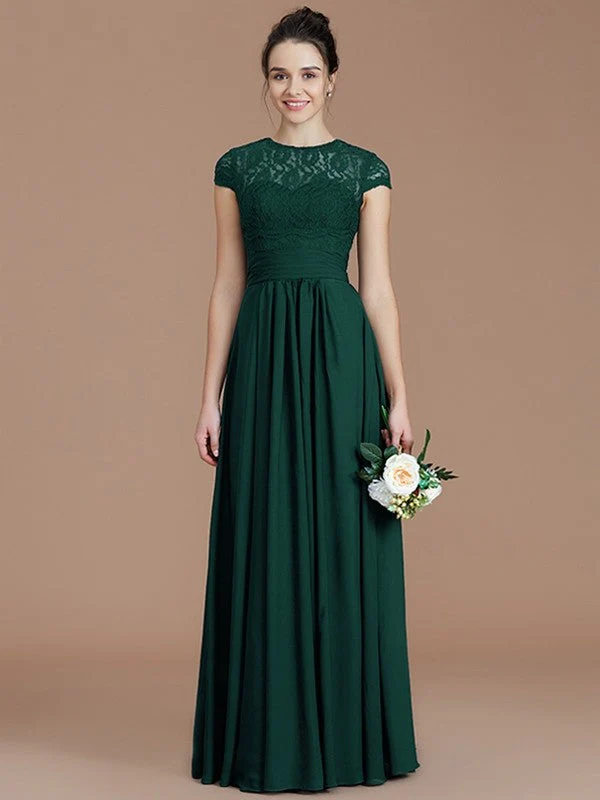 Charming Jewel Short Sleeves Lace Chiffon Bridesmaid Dresses - Image 15