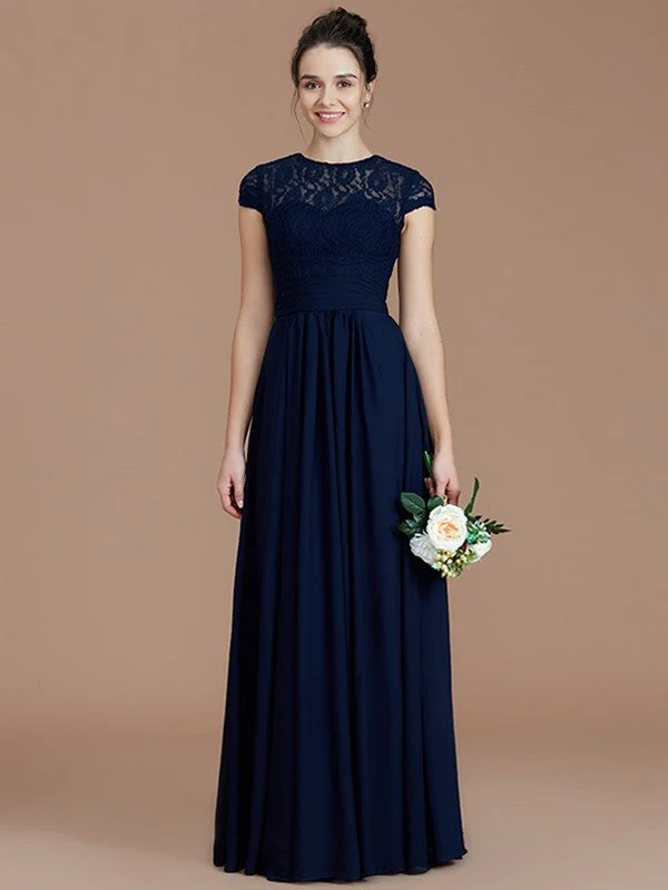 Charming Jewel Short Sleeves Lace Chiffon Bridesmaid Dresses - Image 16