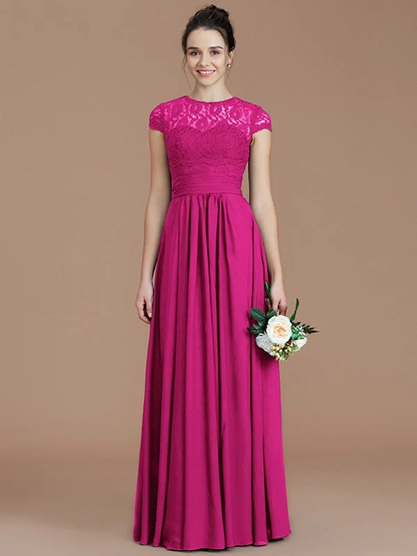 Charming Jewel Short Sleeves Lace Chiffon Bridesmaid Dresses - Image 17