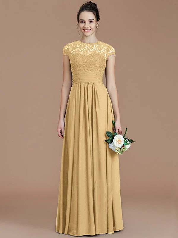 Charming Jewel Short Sleeves Lace Chiffon Bridesmaid Dresses - Image 18