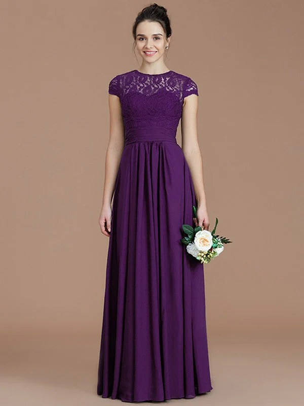 Charming Jewel Short Sleeves Lace Chiffon Bridesmaid Dresses - Image 19