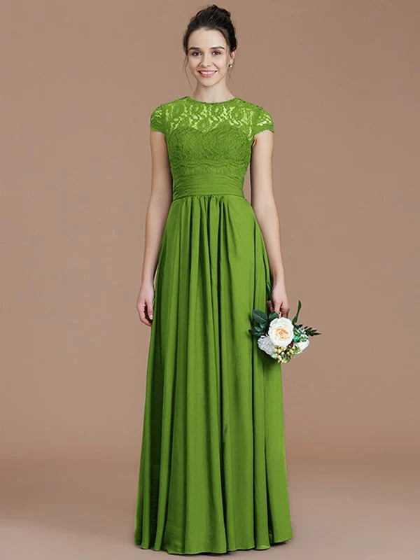 Charming Jewel Short Sleeves Lace Chiffon Bridesmaid Dresses - Image 20