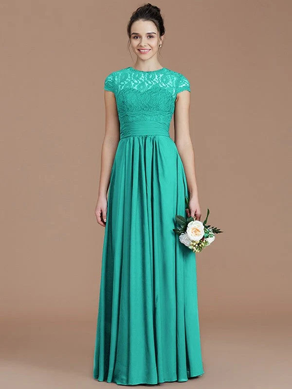 Charming Jewel Short Sleeves Lace Chiffon Bridesmaid Dresses - Image 21