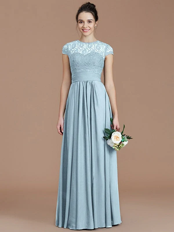 Charming Jewel Short Sleeves Lace Chiffon Bridesmaid Dresses - Image 22