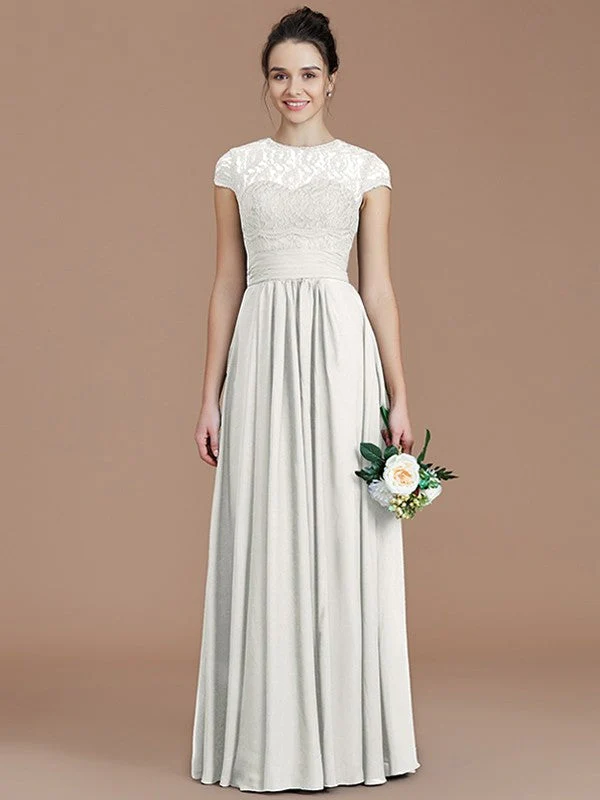 Charming Jewel Short Sleeves Lace Chiffon Bridesmaid Dresses - Image 23