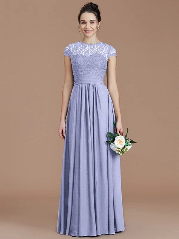 Charming Jewel Short Sleeves Lace Chiffon Bridesmaid Dresses - Image 24